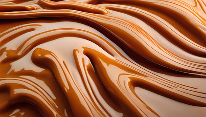 Caramel concept in a flow of waves Set composition of food photography concept - obrazy, fototapety, plakaty