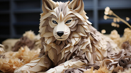 Paper Wolf Sculpture