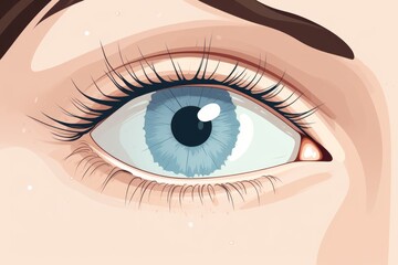 Blue beautiful eye of young woman close up, illustration
