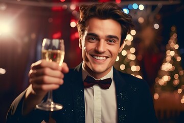 american man holding drink in the New Year