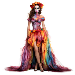 Halloween fashion with bright colors on transparent background PNG. Halloween fashion design idea.