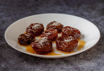 fig jam, Turkish dessert. (Turkish name; incir receli)