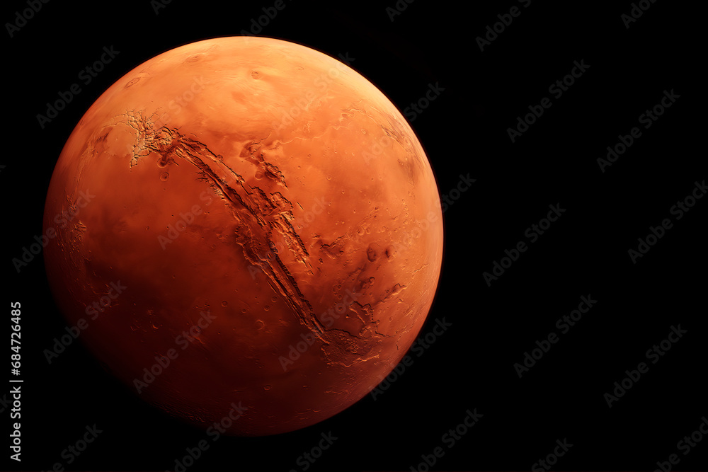 Poster planet mars on a dark background. elements of this image furnished by nasa