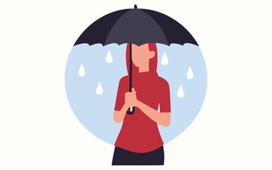 girl with umbrella walking in rain