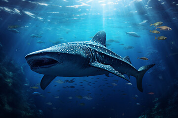 whale shark swimming in ocean 
