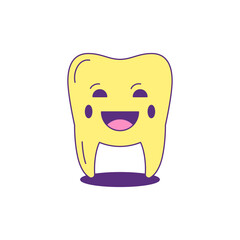 Y2k smiling tooth funny cartoon character comic emoji groovy style icon vector flat illustration