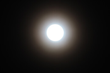 Close up  full moon on the Black sky