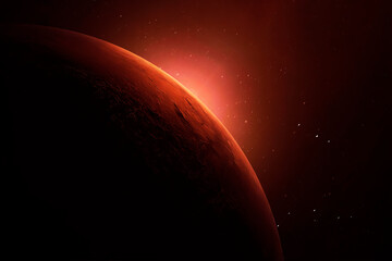 Planet Mars on a dark background. Elements of this image furnished by NASA - obrazy, fototapety, plakaty