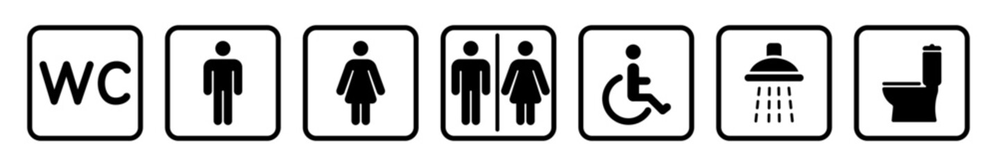 WC Symbole, toilet vector icons set, man or women restroom