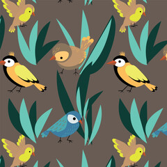 Vector pattern with birds. Bright print for textiles and packaging.