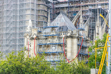 Reconstruction and renovation works of Notre-Dame de Paris on the south facade