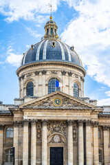 Obraz premium Top dome of the Institut de France building on the Quai de Conti in Paris, France