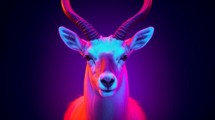 Addax animal neon Color illustration AI Generated pictures