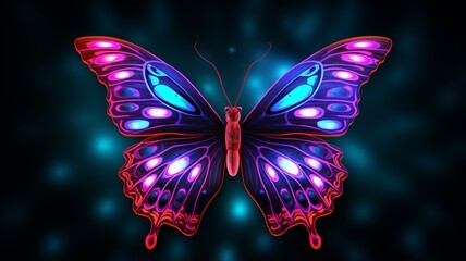 Admiral Butterfly animal neon Color illustration AI Generated pictures