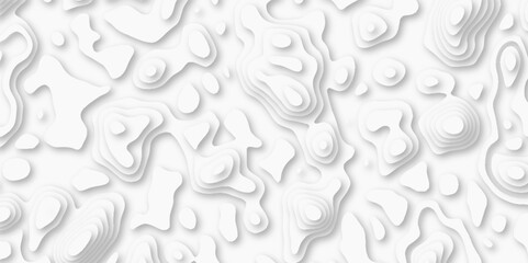 Topographic map in contour line Geography relief. Abstract lines background paper texture Imitation of a geographical map shades beautiful white color palette colors, waves and layers