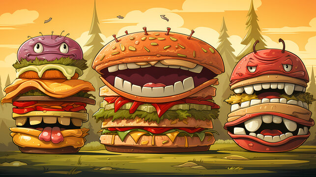 Detailed illustration of a delicious burger