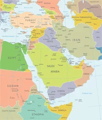 Foto op Plexiglas Middle East and Asia map - highly detailed vector illustration © Ekler