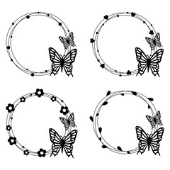 Butterfly monogram frames set. - 684735474