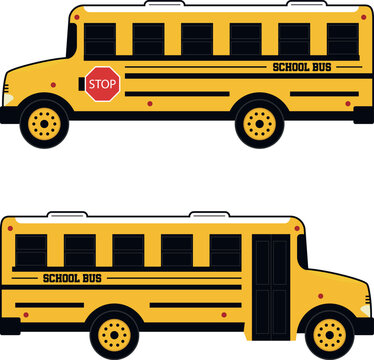Yellow School Bus Vector Set