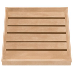 Empty meal tray, square wooden tray, illustration of empty tray for food.