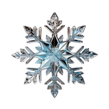Crystal snowflake Christmas tree decoration isolated on white transparent background, png