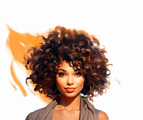 Curly Hair Afro-American Woman