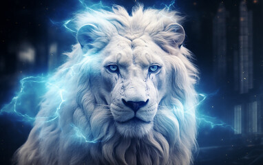 leão branco com olhos azuis 