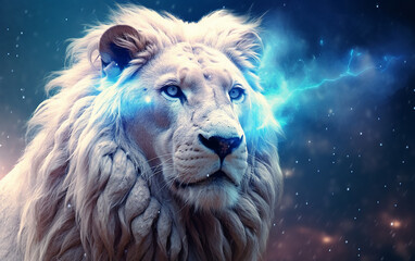 leão branco com olhos azuis 