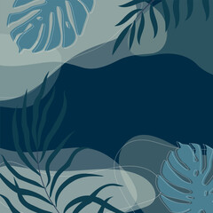 Fototapeta na wymiar Blue leaves palm floral lines art print design. Botanical Wall Art Vector Abstract art design for wall print.