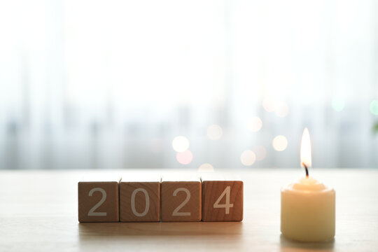 2024 wooden blocks and candle