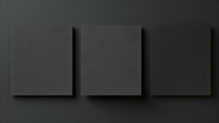 Set of anthracite square Paper Notes on a black Background. Brainstorming Template with Copy Space - obrazy, fototapety, plakaty