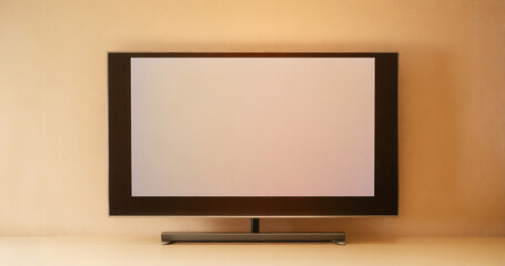 White-screen Television for use in an advertisement, the image has a warm tone that conveys relaxation and tranquility