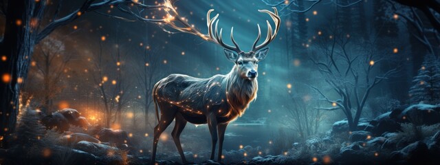 deer in glowing lights