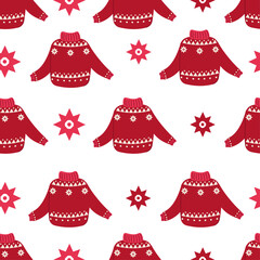 vector seamless pattern with Christmas cute sweaters