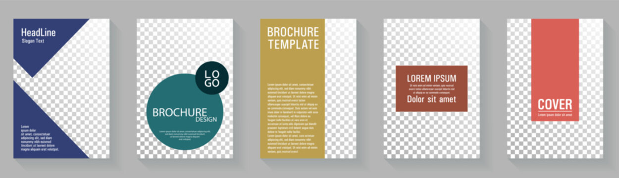 Colorful cover page template premium vector collection. Promotion publication mockups.