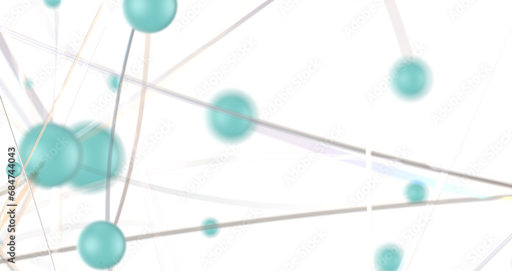 Poster Abstract polygonal space with connecting dots and lines. Dark background. Connection structure. 3d Widescreen