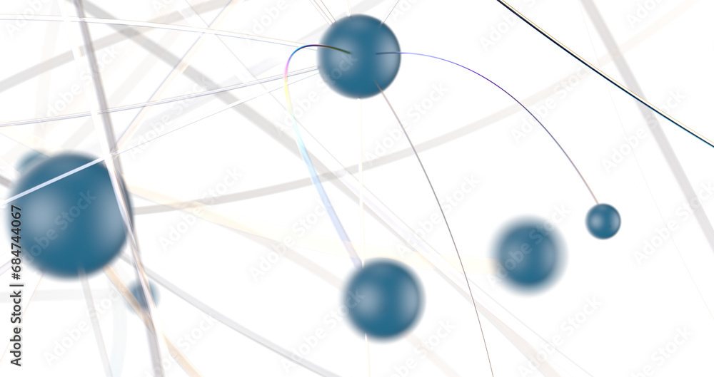 Poster multi color connected lines and dots network 3d illustration