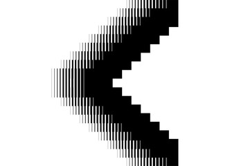 Vector black arrow on a white background. Striped pattern. Modern vector background.