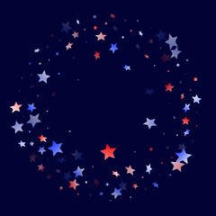 Flying red blue white star sparkles vector american patriotic background.