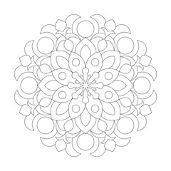  Simple floral design Mandala Coloring book page vector file.