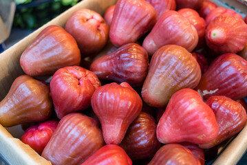 Stack of wax apple sell in the fruit store