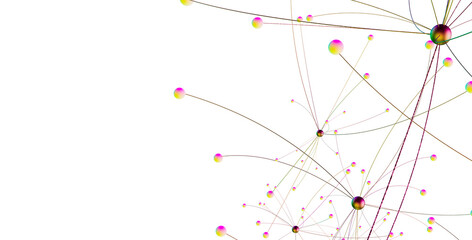 Abstract polygonal space with connecting dots and lines. Dark background. Connection structure. 3d Widescreen