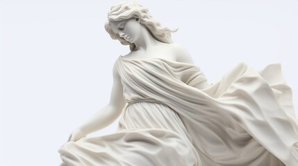 Beautiful female plaster statue isolated on white background, created with Generative Ai technology. - obrazy, fototapety, plakaty