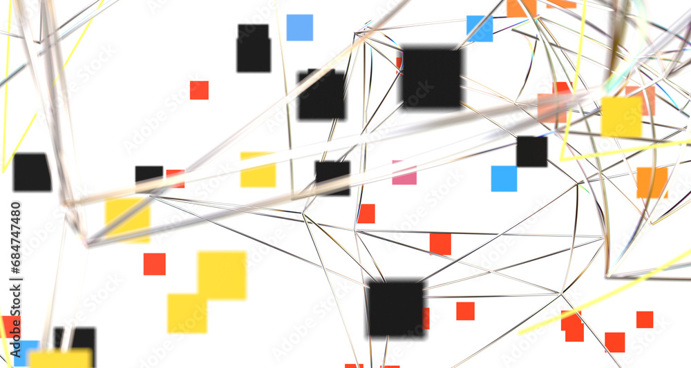 Fototapete Abstract digital connection dots and lines. Technology background. Network connection structure. Plexus effect. 3d