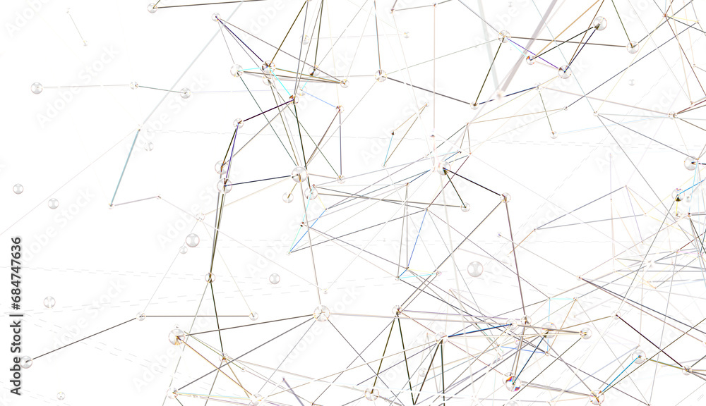 Poster multi color connected lines and dots network 3d illustration