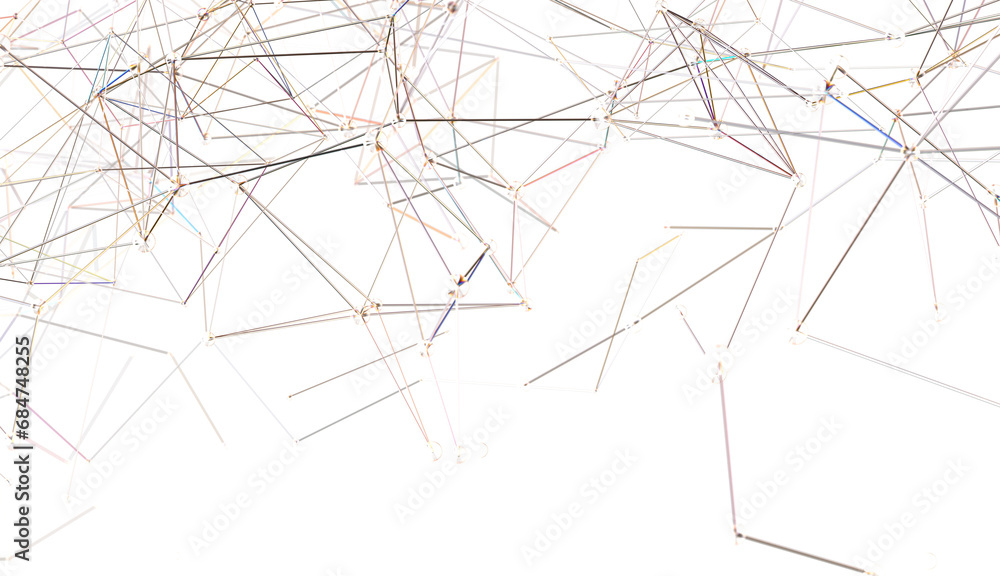 Poster abstract lines with dots over dark background.