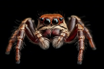 Super macro image of Jumping spider. Neural network AI generated art