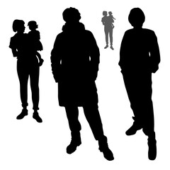 Women vector silhouettes isolated on white background