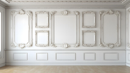 Neoclassicism in the interior white room mockup