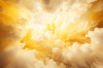 A large cloud filled with yellow and white clouds created with generative AI technology